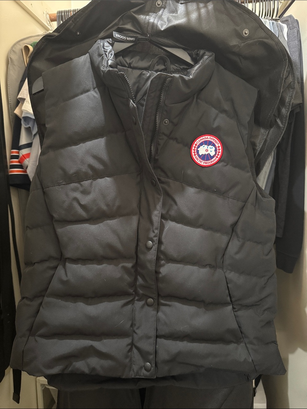 Canada Goose Black Quilted Down Vest with Logo Patch